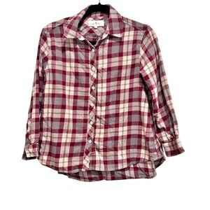 The Great. Button Down Flannel Plaid Check Women's Size 0 or XS Long Sleeve